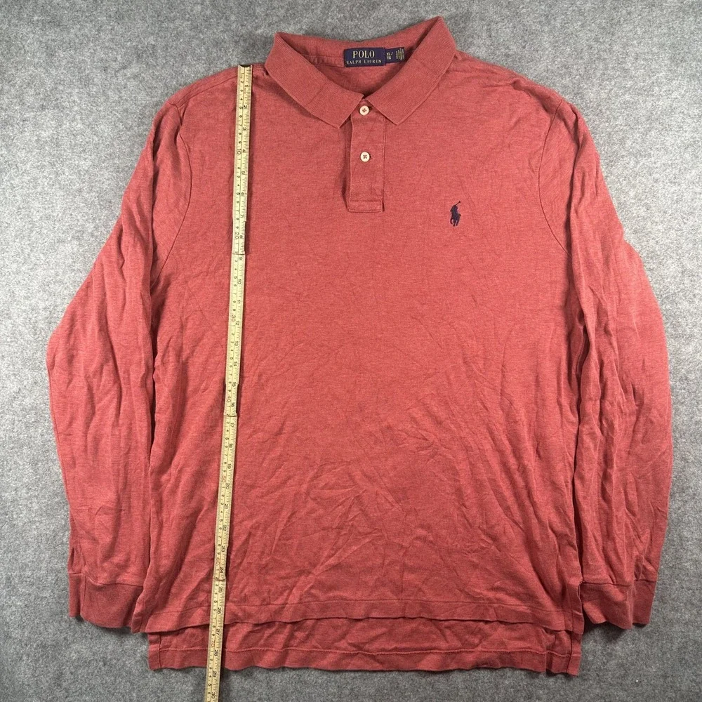 Polo Ralph Lauren Long Sleeve Polo XL Red Heathered Cotton Classic Fit